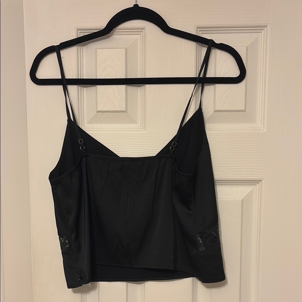 Abercrombie Black Satin Lace Trim Cami Top - Picture 2 of 3